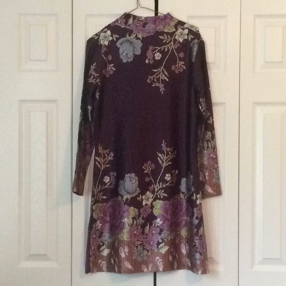 Chinese Traditional Dark Purple Floral Roses? Long Shirt Frog Ties Size Small - Picture 4 of 13
